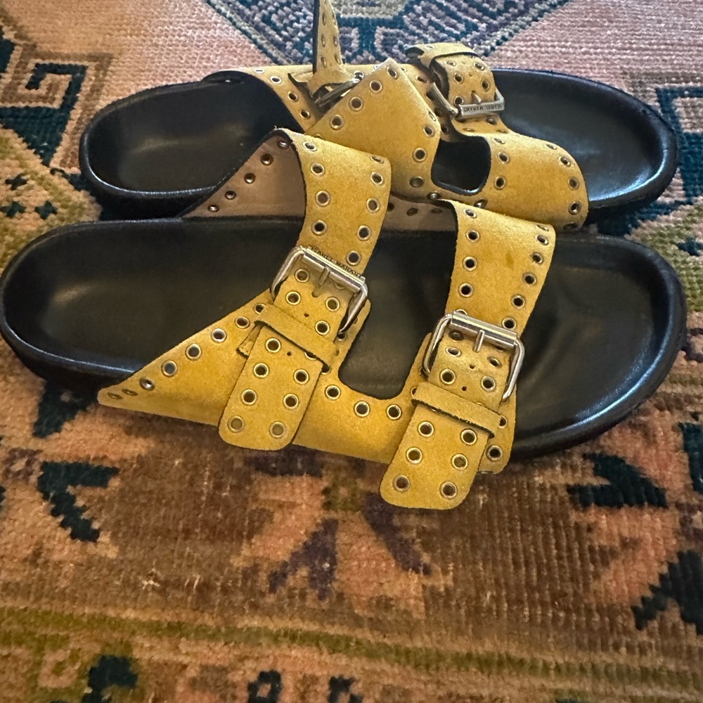 Isabel Marant Yellow Studded Flats